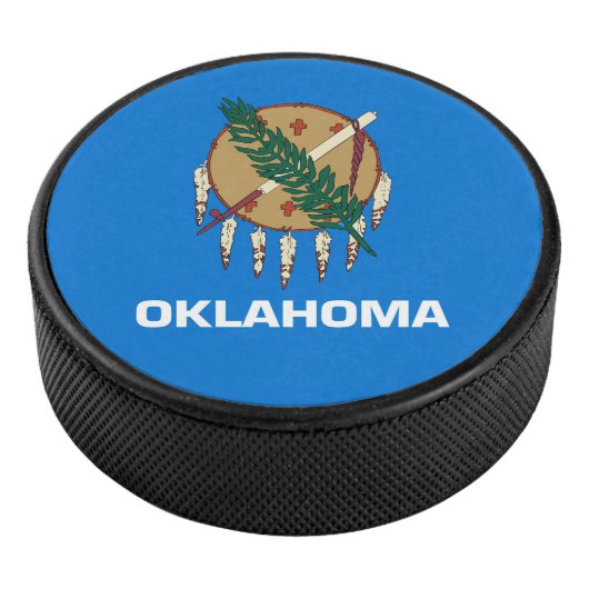 Dynamisch Oklahoma State Flag Graphic op a Hockey Puck (3/4)