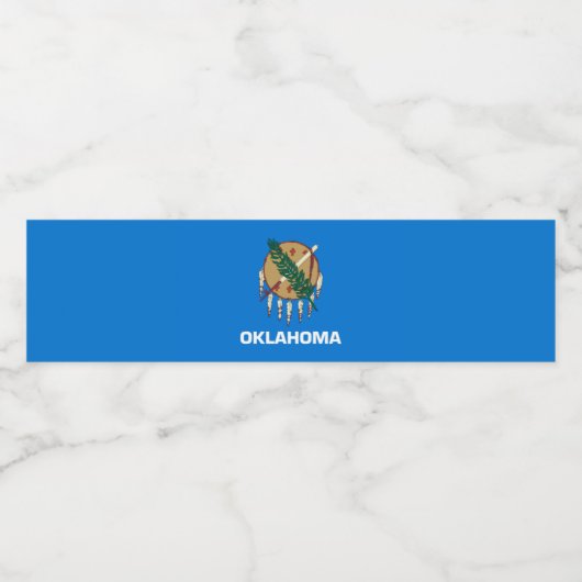 Dynamisch Oklahoma State Flag Graphic op a Waterfles Etiket (Enkel label)