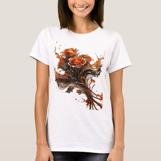 Dynamisch Oranje ABSTRACTE KUNST Kunstprint T-shirt (Voorkant)