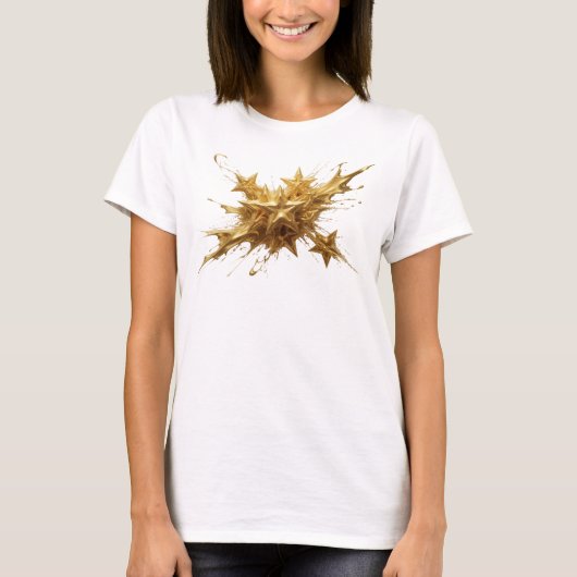 Dynamisch Oranje Abstracte Sterren Custom T-shirt (Voorkant)