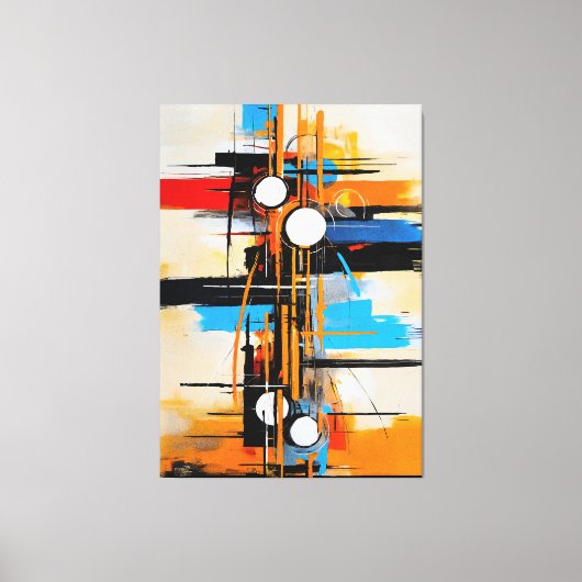 Dynamisch Oranje Blauw Mid Century Abstract Geomet Canvas Afdruk (Voorkant)