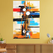 Dynamisch Oranje Blauw Mid Century Abstract Geomet Canvas Afdruk (Insitu (Woonkamer))
