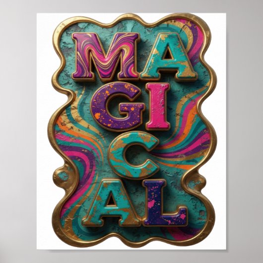 Dynamisch Paars MAGISCHE Statement Ontwerp Poster (Voorkant)
