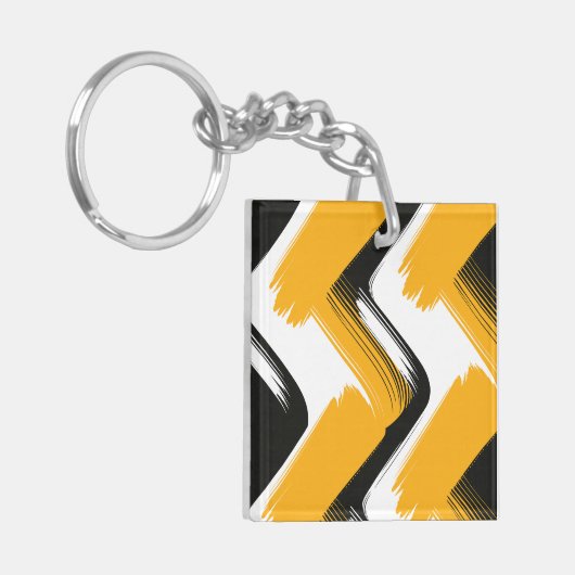 Dynamisch penseelstreek golfpatroon sleutelhanger (Voorkant Links)