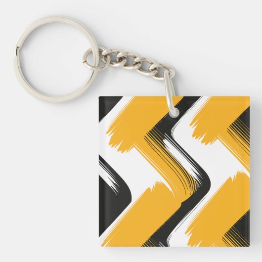 Dynamisch penseelstreek golfpatroon sleutelhanger (Voorkant)