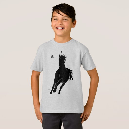 Dynamisch rennend paard t-shirt (Voorkant volledig)
