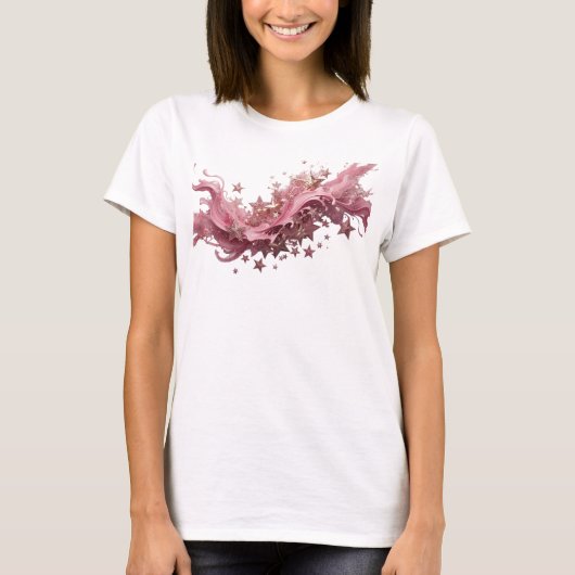Dynamisch Rode PINK STAR SPLASH Shirt Ontwerp (Voorkant)