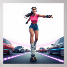Dynamisch Rollergirl Urban Art Design