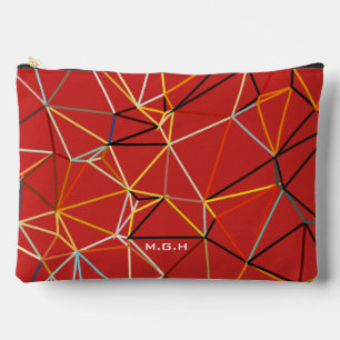 Dynamisch rood abstract geometrisch monogram etui