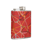 Dynamisch Rood Abstract Geometrisch Monogram Heupfles (Rechts)