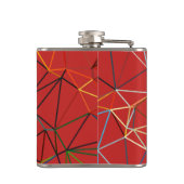 Dynamisch Rood Abstract Geometrisch Monogram Heupfles (Achterkant)