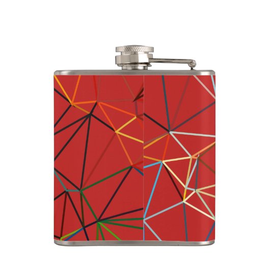 Dynamisch Rood Abstract Geometrisch Monogram Heupfles (Achterkant)