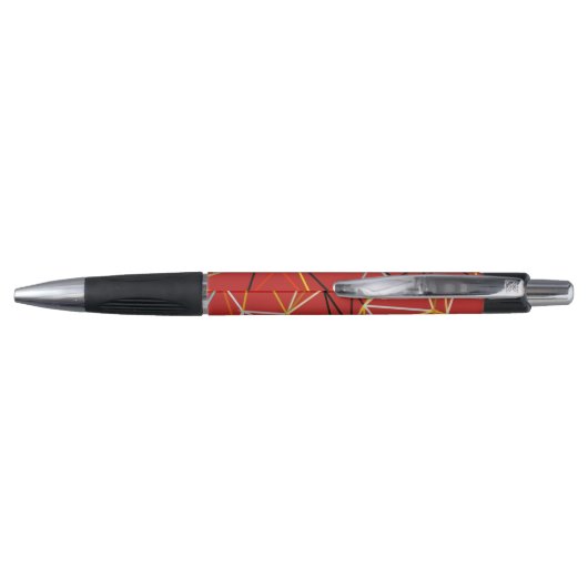 Dynamisch rood abstract geometrisch monogram pen (Achterkant)