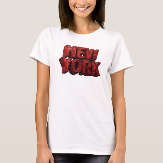 Dynamisch Rood NEW YORK 3D Tekst Kunst T-shirt (Voorkant)