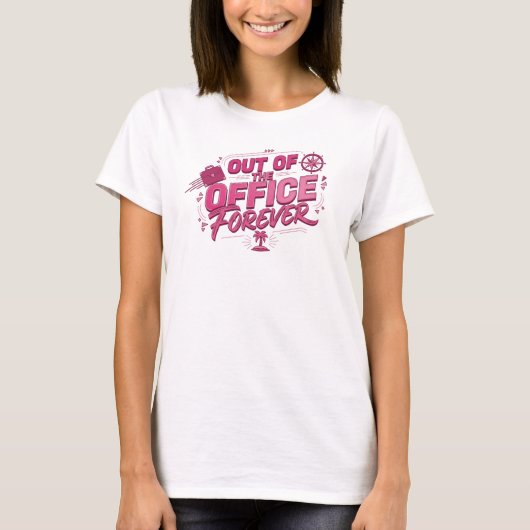 Dynamisch rood OUT OF OFFICE Grafisch ontwerp T-shirt (Voorkant)