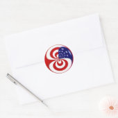 Dynamisch rood wit en blauw ronde sticker (Envelop)