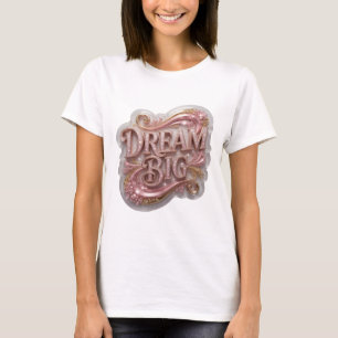 Dynamisch Roze DROOM GROOT Artistiek Motief T-shirt