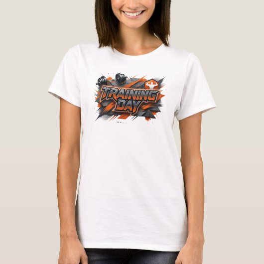 Dynamisch roze TRAINING DAY-shirtontwerp T-shirt (Voorkant)