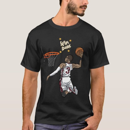 Dynamisch Slam Dunk Basketbal Ontwerp T-shirt (Voorkant)