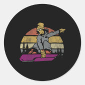 Dynamisch snowboarden avontuur ronde sticker (Voorkant)