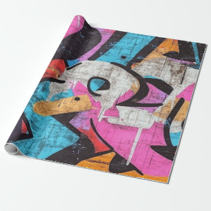 Dynamisch stedelijk muurschildering met levendige cadeaupapier