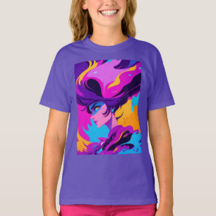 Dynamisch vrouwelijk animeprofiel in heldere roze t-shirt