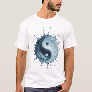 Dynamisch Water Splash Yin Yang Symbool T-shirt