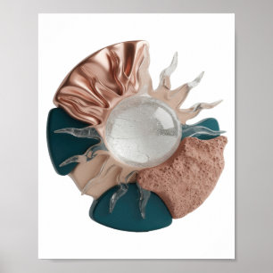 Dynamisch Zilver ABSTRACTE KUNST Artistiek Motief Poster