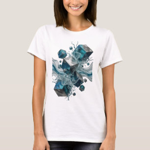 Dynamisch Zilver ABSTRACTE KUNST Artistiek Motief T-shirt