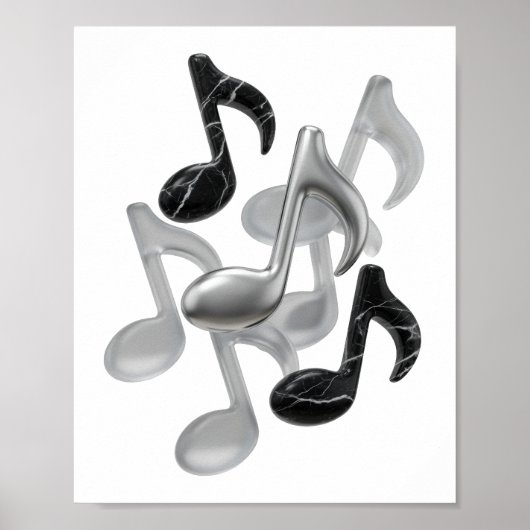 Dynamisch Zilver ABSTRACTE KUNST Grafisch ontwerp Poster (Voorkant)