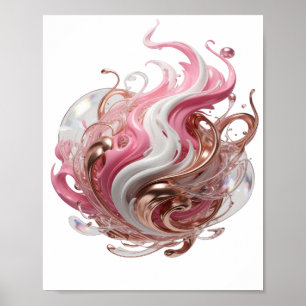 Dynamisch Zilver ABSTRACTE KUNST Kunstprint Poster