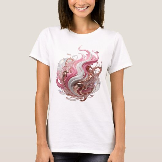 Dynamisch Zilver ABSTRACTE KUNST Kunstprint T-shirt (Voorkant)