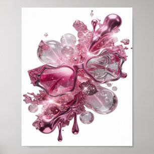 Dynamisch Zilver ABSTRACTE KUNST Kunstprint v2 Poster