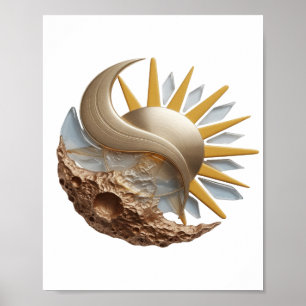 Dynamisch Zilver ABSTRACTE KUNST Modeprint Poster