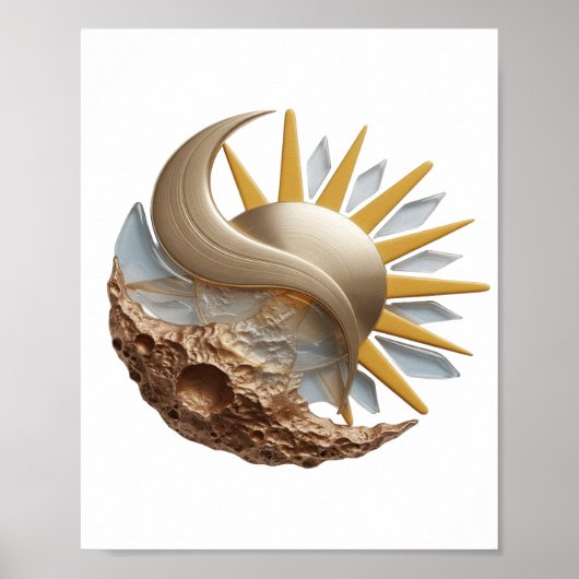 Dynamisch Zilver ABSTRACTE KUNST Modeprint Poster (Voorkant)
