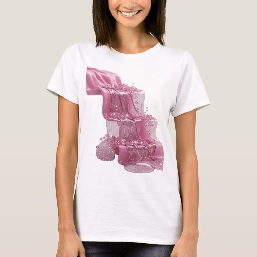 Dynamisch Zilver ABSTRACTE KUNST Modeprint T-shirt (Voorkant)