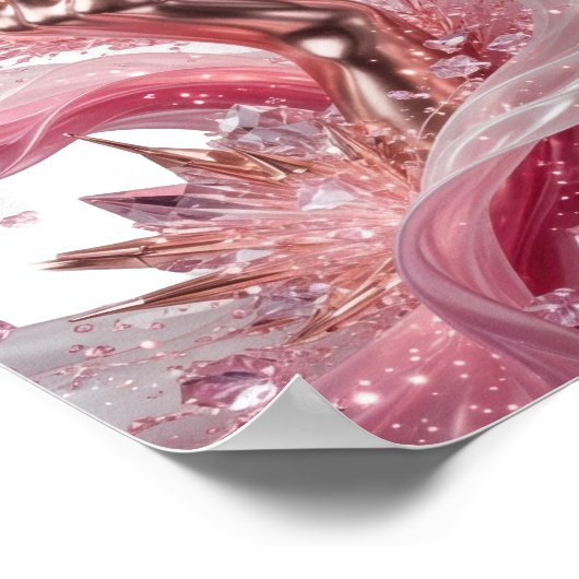 Dynamisch Zilver ABSTRACTE KUNST Modeprint v2 Poster (Hoek)
