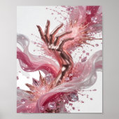 Dynamisch Zilver ABSTRACTE KUNST Modeprint v2 Poster (Voorkant)