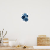Dynamisch Zilver BLAUWE ROZEN Poster (Keuken)