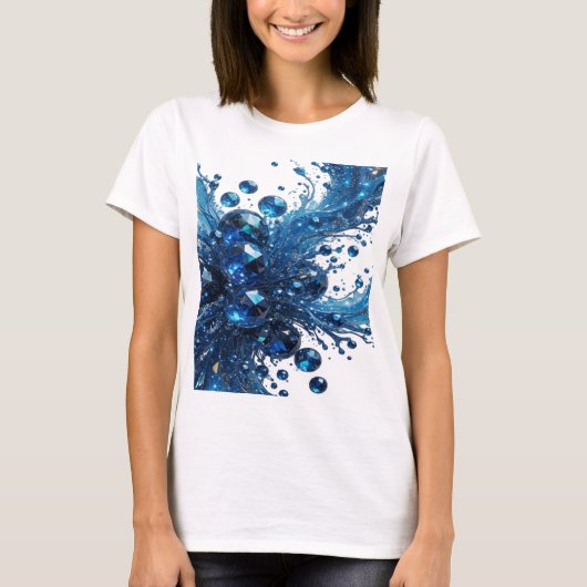 Dynamisch Zilver BLUE DIAMONDS Print T-shirt (Voorkant)