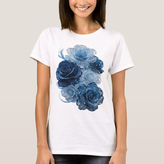 Dynamisch Zilver BLUE ROSES Citat Shirt (Voorkant)