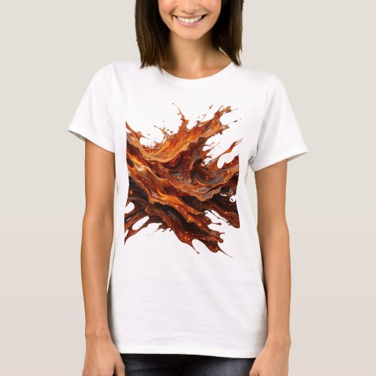Dynamisch zilver CHOCOLADE SPLASH 3D-tekstkunst T-shirt (Voorkant)