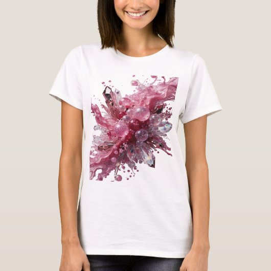 Dynamisch zilver CRYSTAL BUBBLES Slogan T-shirt (Voorkant)