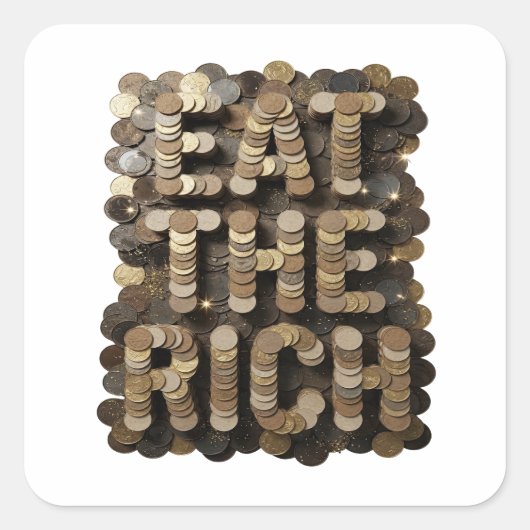 Dynamisch zilver EAT THE RICH sticker kunst (Voorkant)