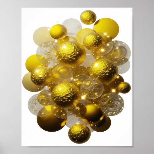 Dynamisch zilver GLITTERENDE LICHTBALlen Poster (Voorkant)