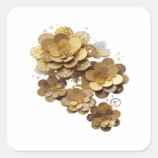 Dynamisch Zilver GOLDEN FLOWERS Sticker Grafisch (Voorkant)