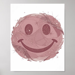 Dynamisch Zilver HAPPY FACE Print