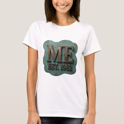 Dynamisch Zilver ME EST 1982 Design T-shirt (Voorkant)