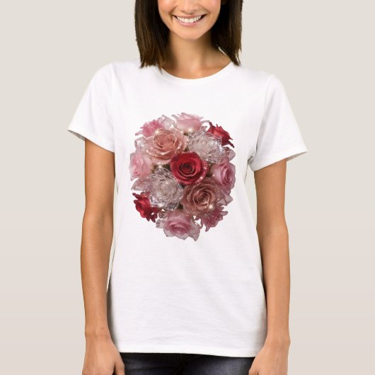 Dynamisch Zilver ROSE BLOOM Slogan T-shirt (Voorkant)