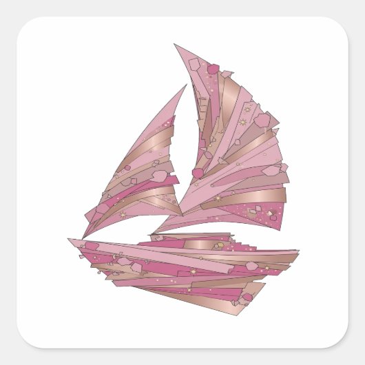 Dynamisch Zilver ROZE KRISTAL SCHIP Sticker Afdruk (Voorkant)